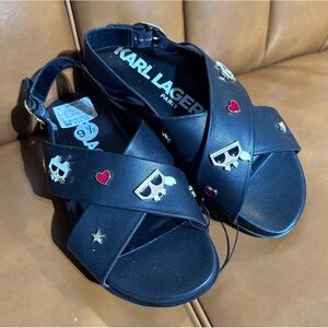 Karl Lagerfeld Criss Cross Black Casual Sandals